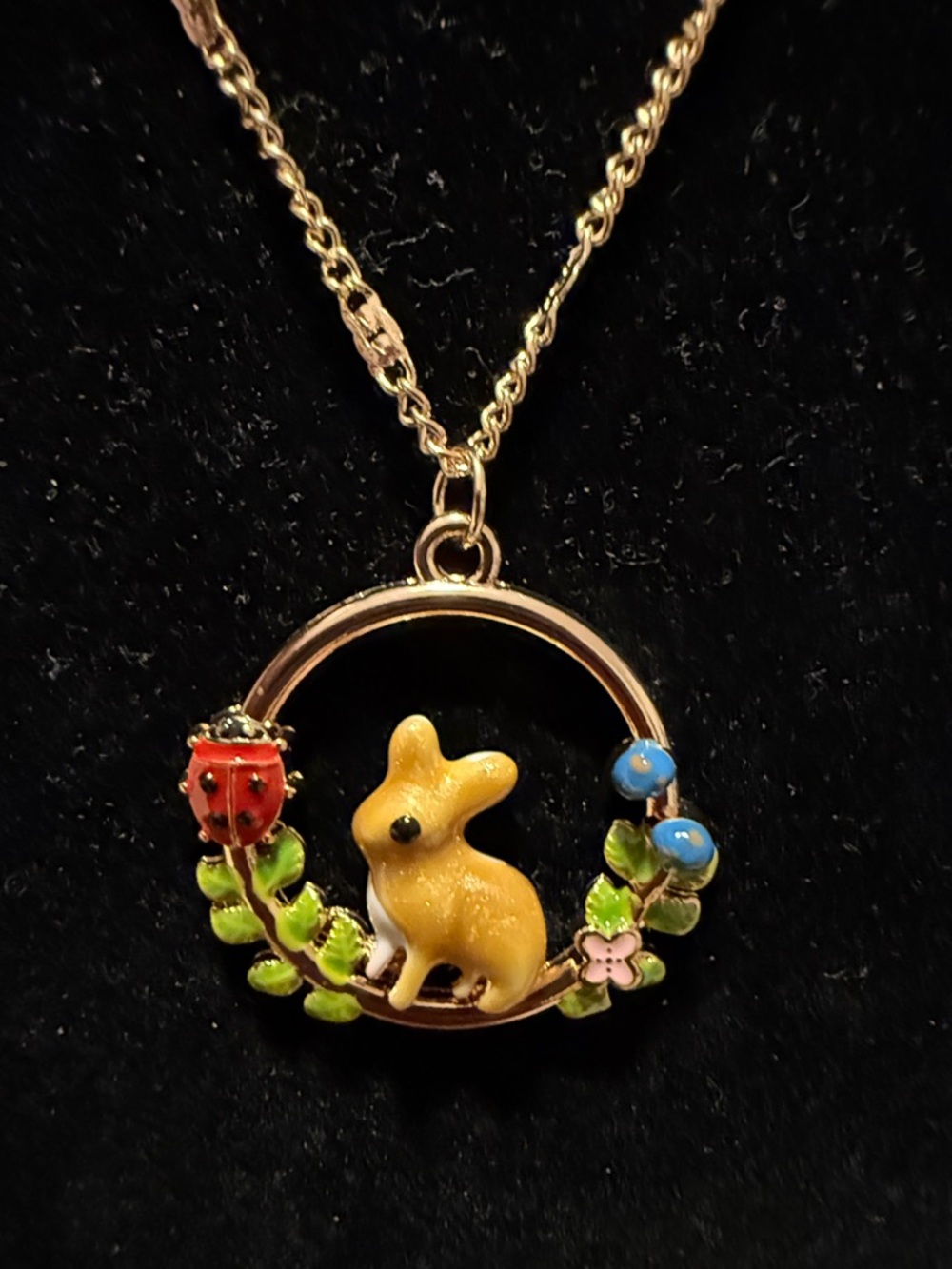 NWT Gold Bunny & Floral Necklace & Earrings(Last Set) - Picture 5 of 5